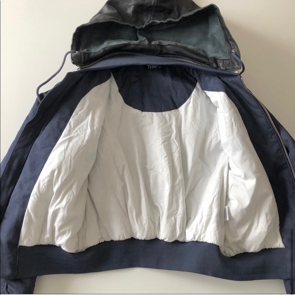 Aritzia TNA Oversized Bomber Jacket Leather Hoodie - Picture 6 of 7